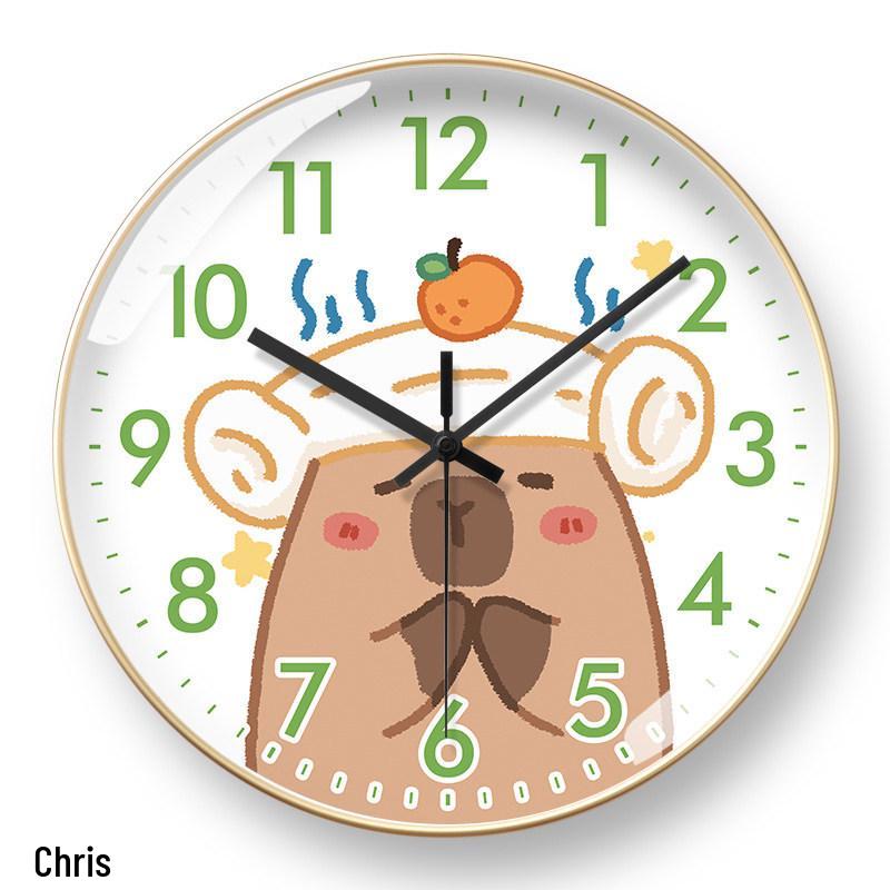 Capybara Cartoon Wall Clock: Cute, Creative, Automatic Time Adjustment for Living Room & Bedroom Decor