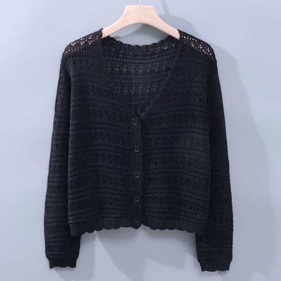 Dámský háčkovaný přehoz na plážovou dovolenou, boho, s výřezy, dlouhý rukáv, zapínání na knoflíky, letní košile na ochranu před sluncem