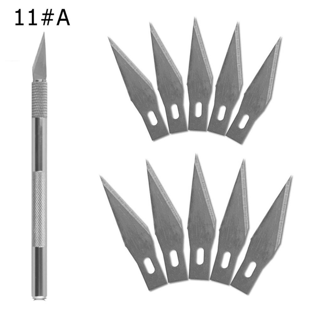 Engraving Non-Slip Metal Knife Kit + 40/10pcs #11 Blades Cutter Craft Knives for Mobile Phone PCB Repair Hand Tools