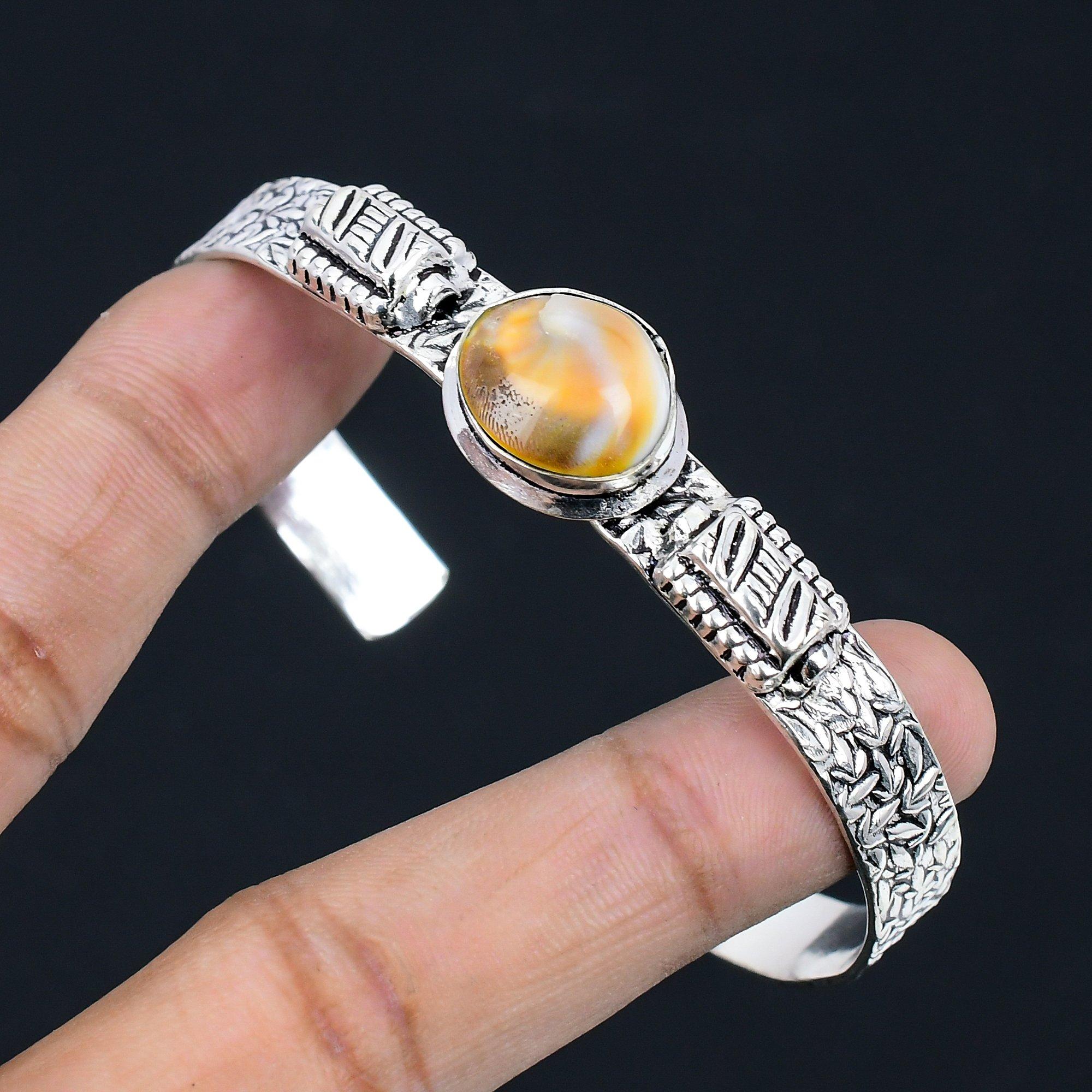 

День Женщин Сделка Серебро 925 пробы Овальный Ракушка «Глаз Шивы» Помолвочный Браслет-Бэнгл Adjustable