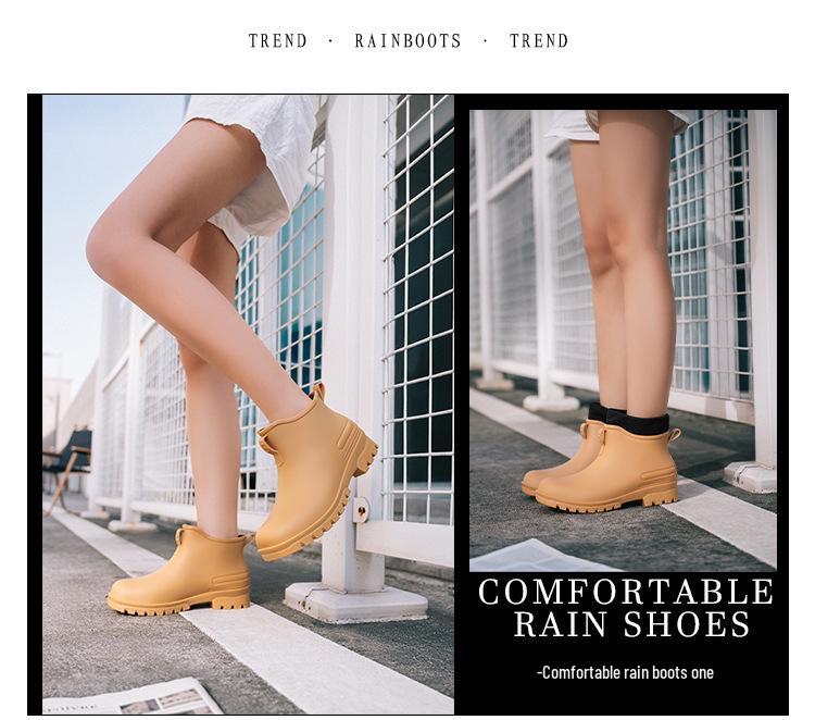 Modische Unisex Kurze Regenstiefel mit Samt, Rutschfestem, Wasserdichtem Design für Damen