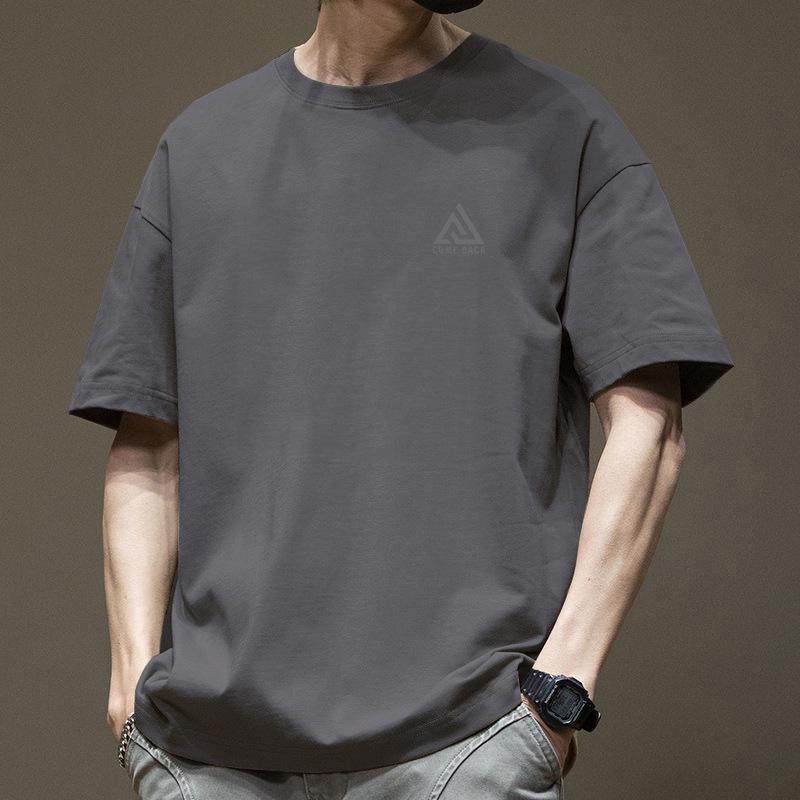 Men's Heavyweight Short-Sleeve T-Shirt - American Style, Pure Cotton, Trendy, Loose Fit, White.