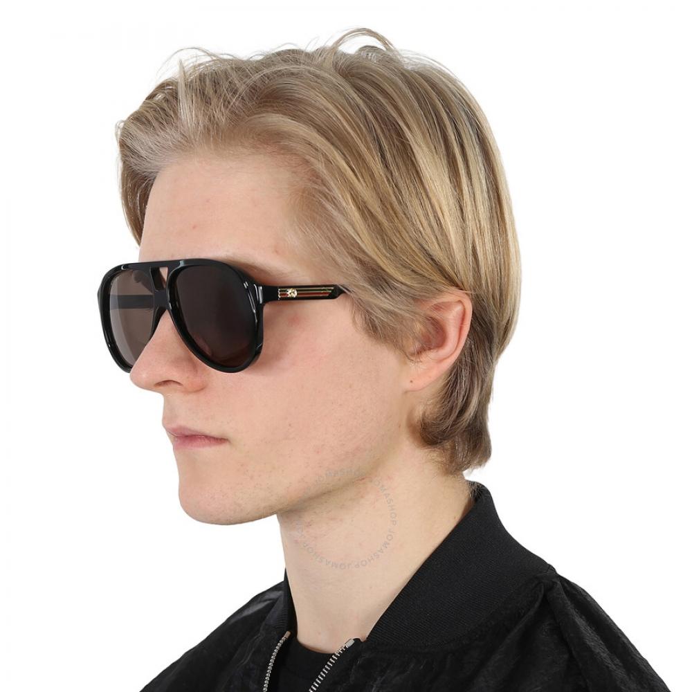 Buy Gucci Brown Pilot Men S Sunglasses GG1286S 001 59 at