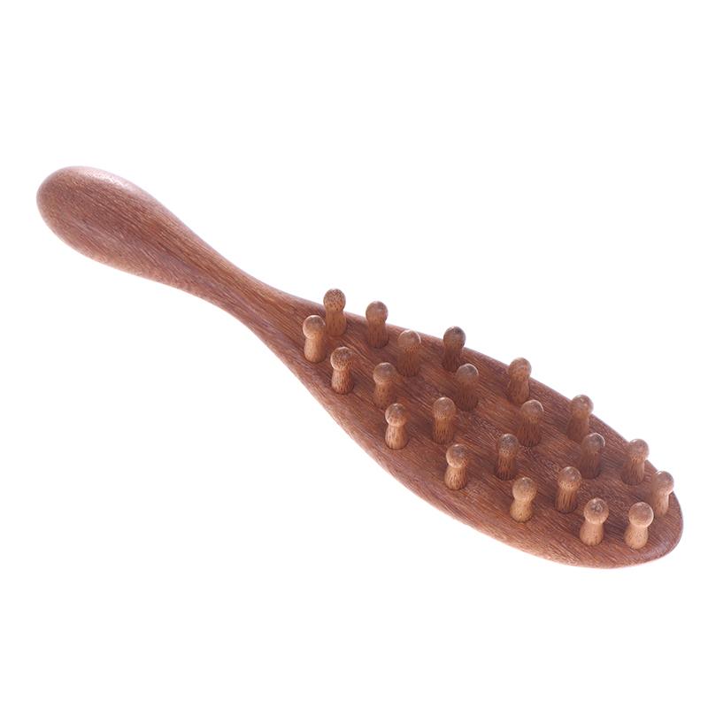 Multi-Functional Wood Therapy Massage Comb – Natural Sandalwood Scalp and Body Tool with Guasha and Circular Teeth