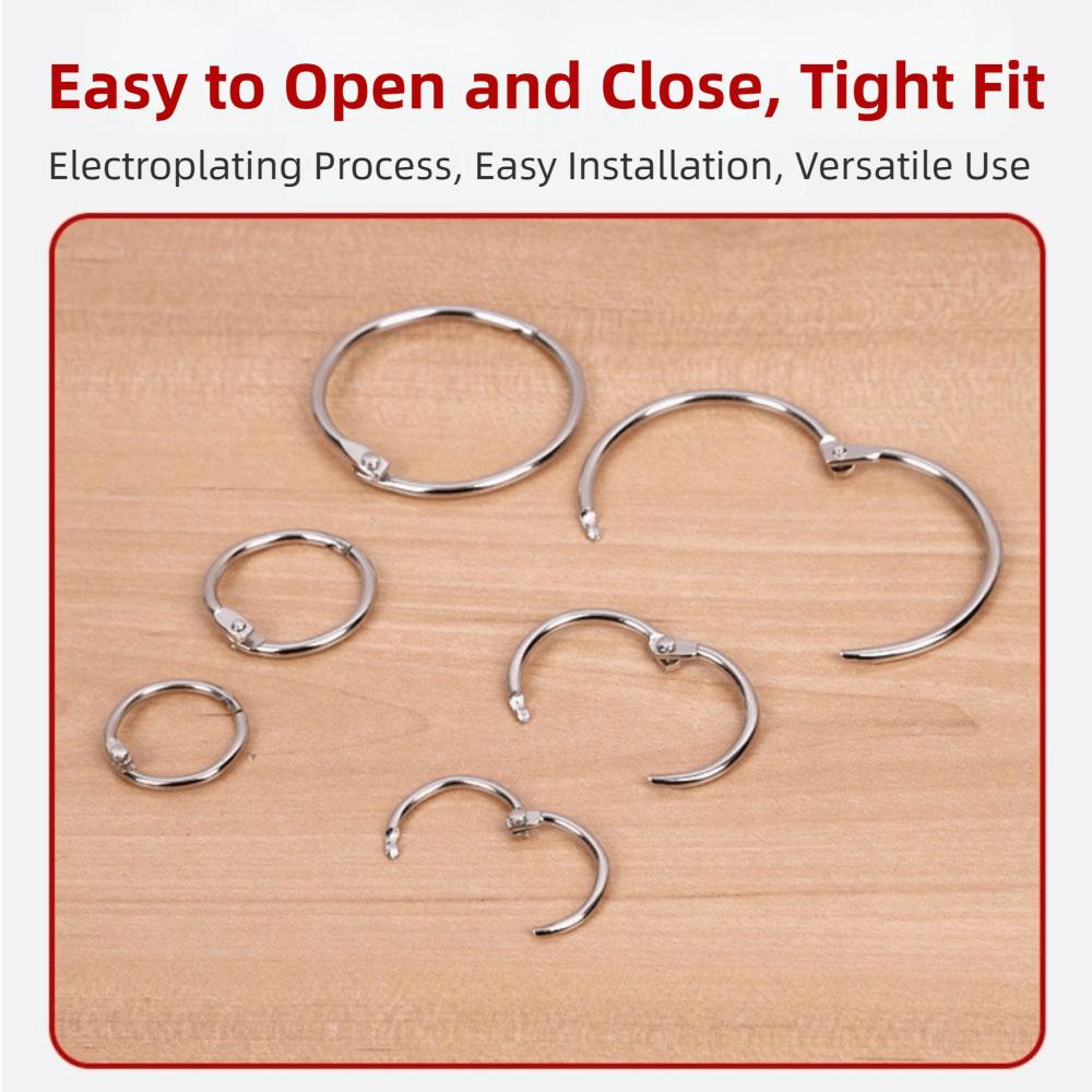 50/100Pcs Sturdy Metal Binder Ring Assorted Sizes Book Binder Hoops Loose Leaf Ring  Office Supplies