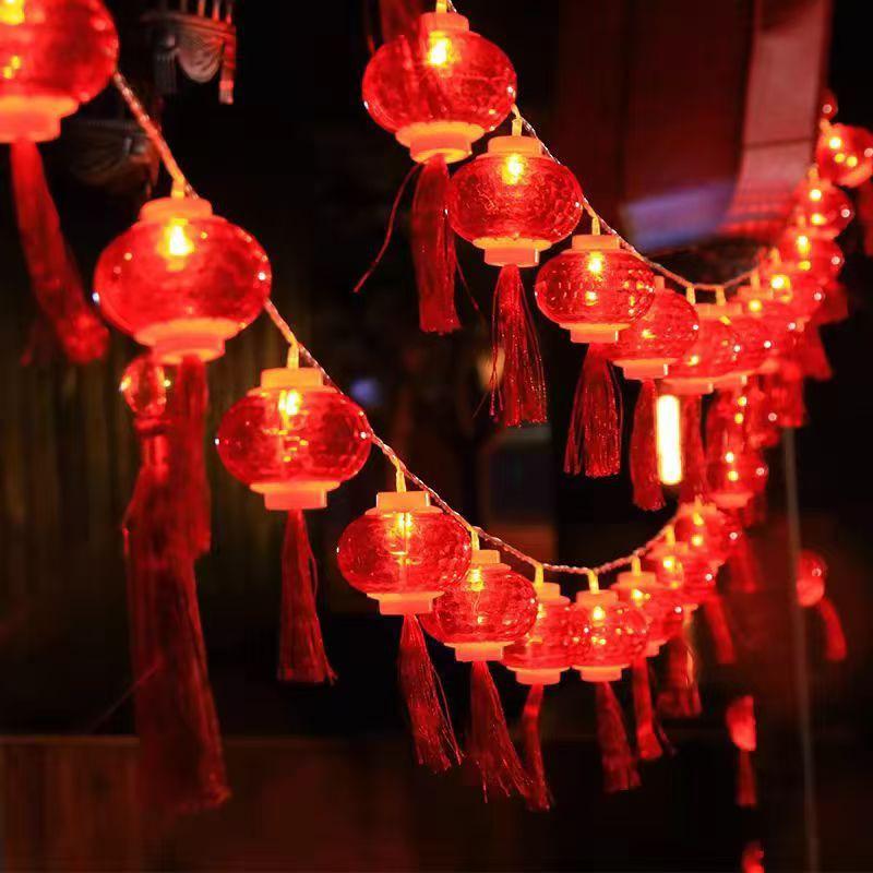

LED Solar Red Lantern String Lights for New Year Festival Courtyard Decoration 5m 20 Lights - Solar