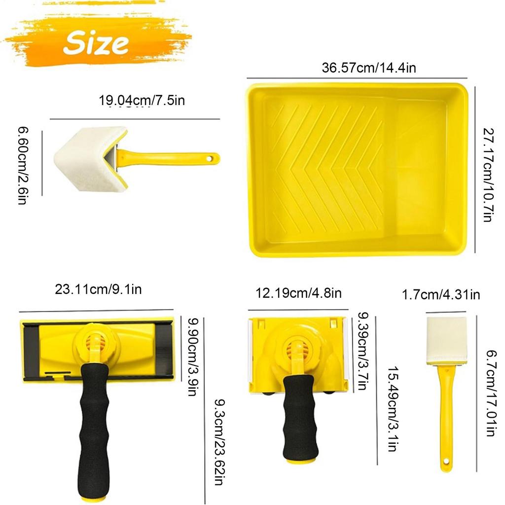 Edge Painting Tool Corner Applicator Kit 360 Degree Rotation Handle Paint Pad Tray Set For Home Renovation Wall Ceiling Door