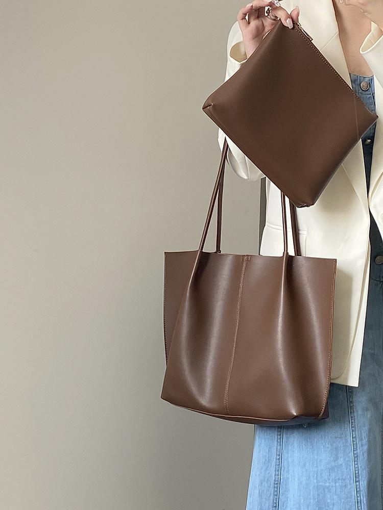 Pu Leather Large Capacity Handbags Women's Shoulder Bags Vintage Ladies Casual Tote Handbags Female Commute Travel Shopping Bag