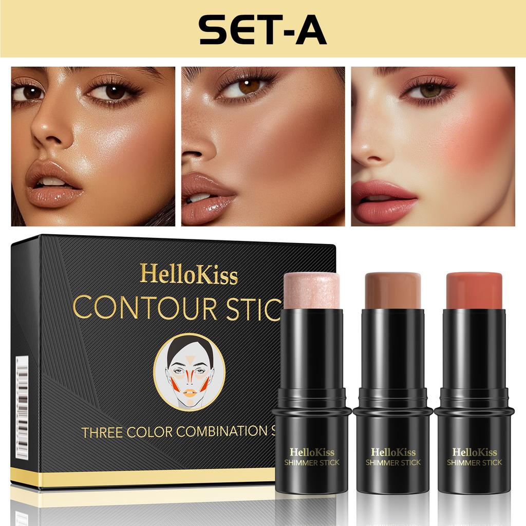 3 Set Versions Of Beauty Sticks, Three-Dimensional Modified Highlight Shadow Blush Pen, Multi-Functional Makeup Stick