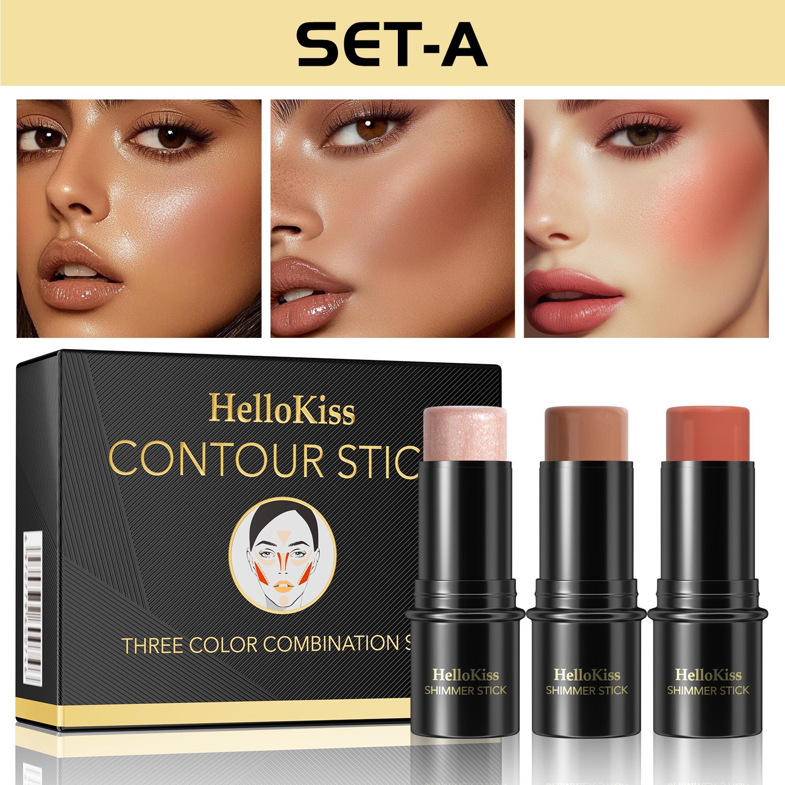 

3 Set Versions Of Beauty Sticks, Three-Dimensional Modified Highlight Shadow Blush Pen, Multi-Functional Makeup Stick 6g×3