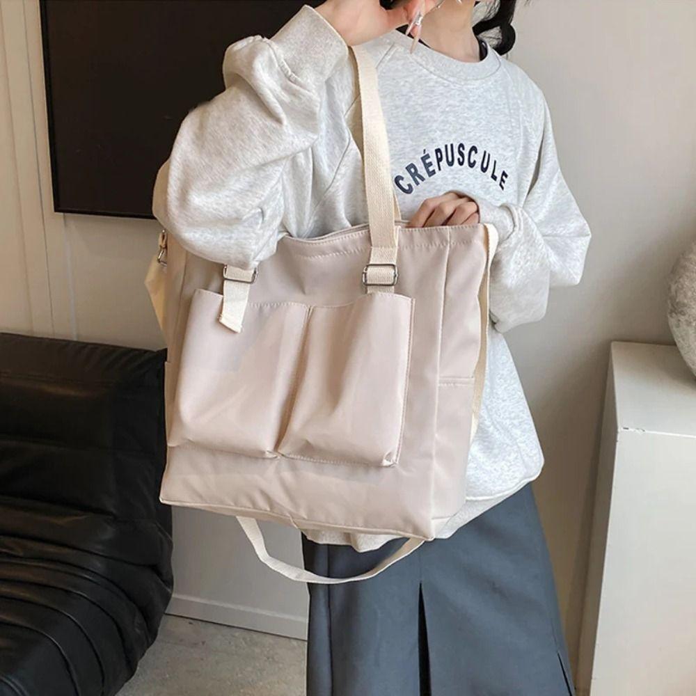 Japanese Waterproof Canvas Bag Large-Capacity Korean Tote Bag Casual Bucket Crossbody Bag Girl