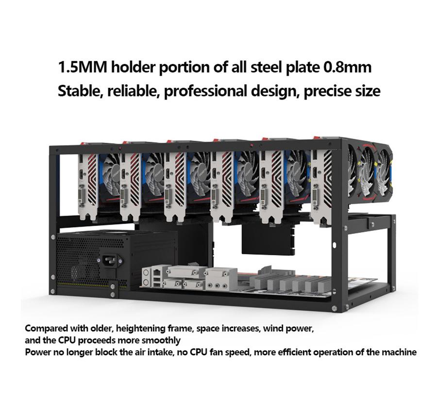 2021 Heighten For 6/8 GPU Open Air Mining Rig Frame Case Computer Crypto Coin