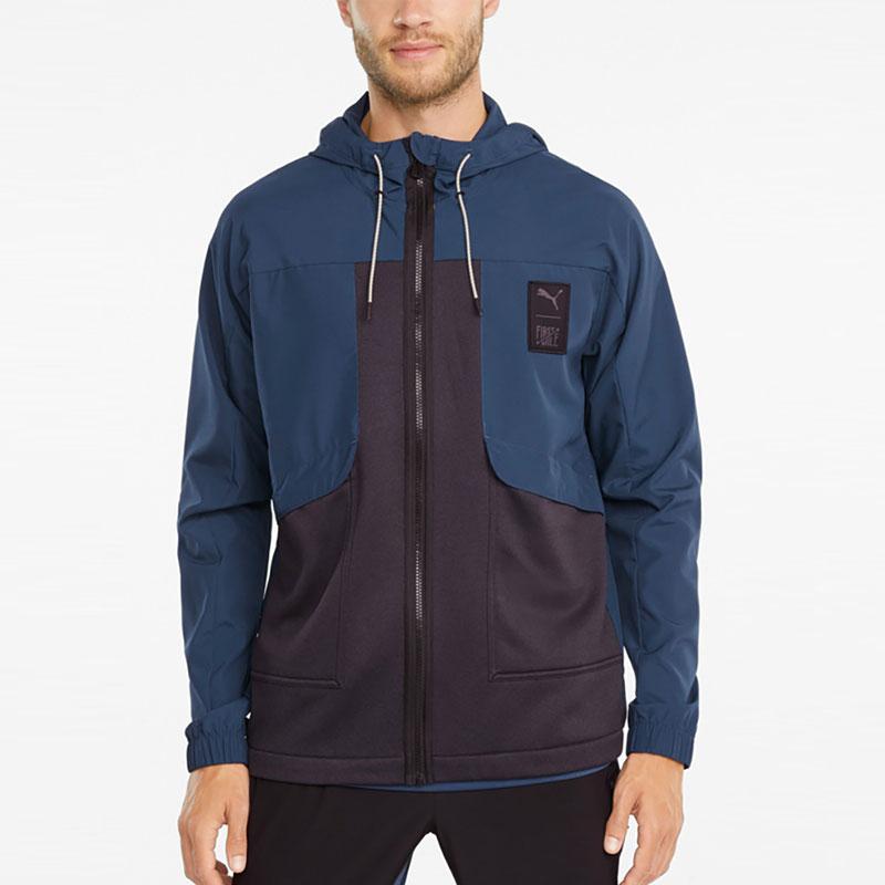 Puma Color Block Hooded Sports Jacket Men Jacket Dark-Blue 521003-65