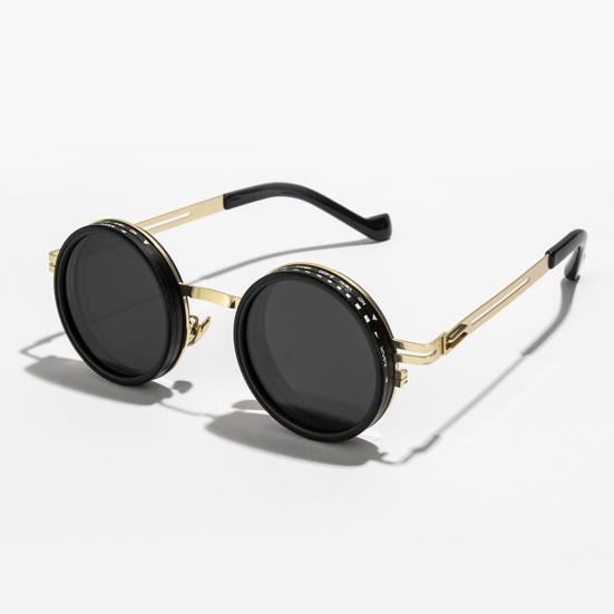Round Sunglasses Black Finish ND Filters Polarized Lenses UV Protection Clarity Glasses Fashion Accessories