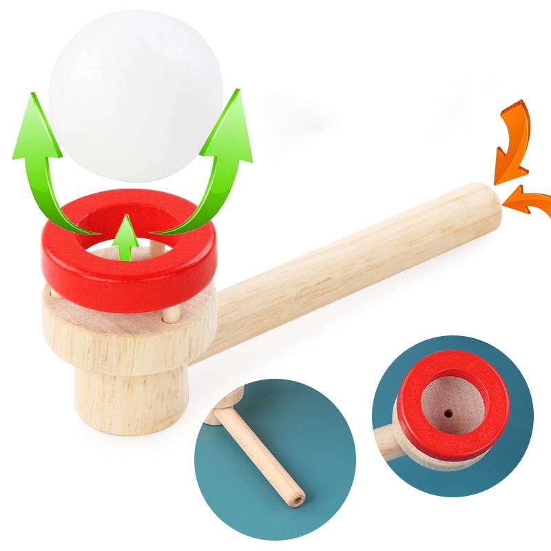 Wooden Balance Blowing Toys Blowing Pipe Whistles Balls Toys Floating Blow Pipe Balls Game Toy for Party Supplies Toddler Kids