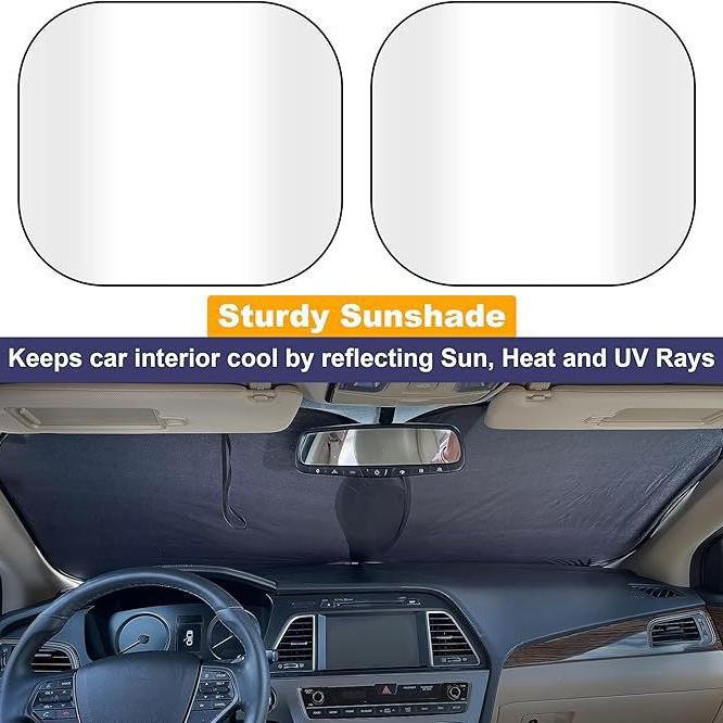 Foldable Car Windshield Sunshade for Sunlight Blockage & Front Window Privacy