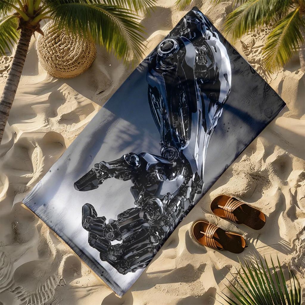 Technology Mechanical Arm Theme polyester microfiber beach towel is highly absorbent, suitable for swimming and beach outings