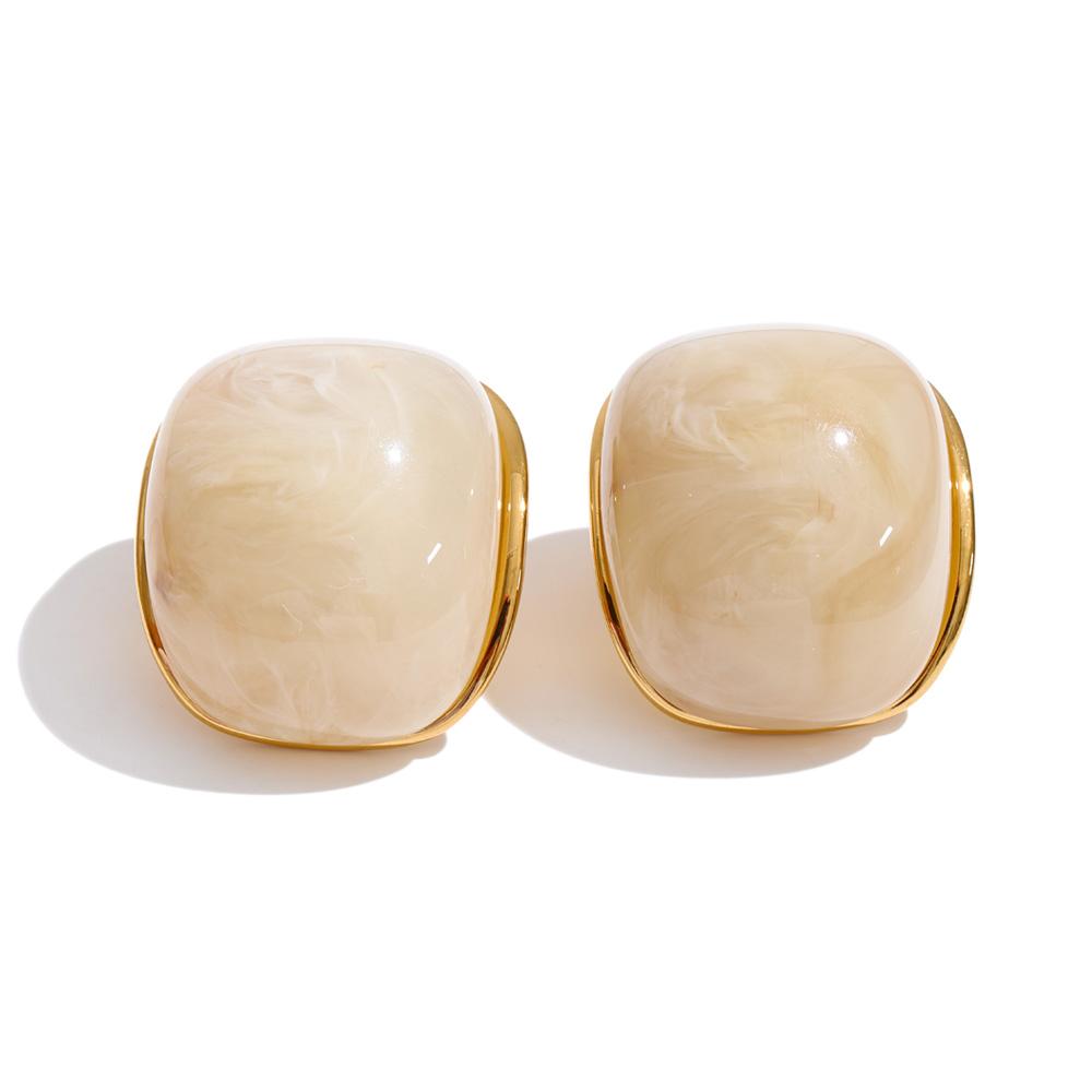 Yhpup 10 Color Acrylic Resin Y2K Earrings for Women Gold Color Stainless Steel Spring Summer Candy Sweet Jewelry