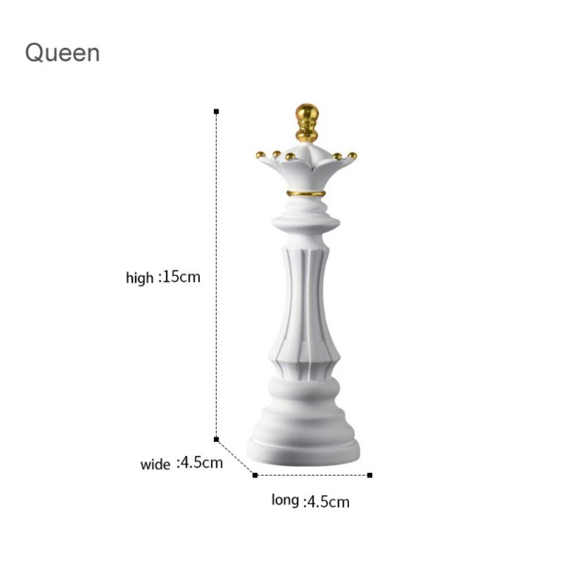 Creative Black And White Statue Chess Decor Piece Retro Resin Chess Figures Statue Office Home Ornament Gifts Chess Decoration