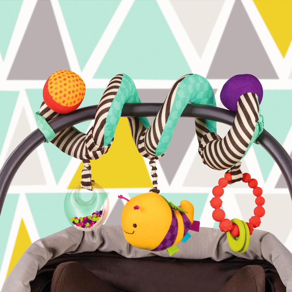 B. Toys Baby Stroller Mobile with Bee Plush Toy, Bead Rattle, Squeeze Toy, for Strollers (Ages 0+), Authentic Product