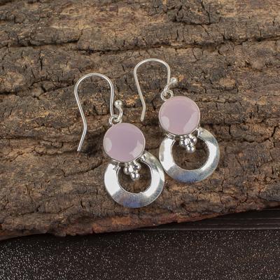 Rose Chalcedony Gemstone Jewelry, 925 Sterling Silver Jewelry Earrings, Handmade Protecting Jewelry, Gift For Mother