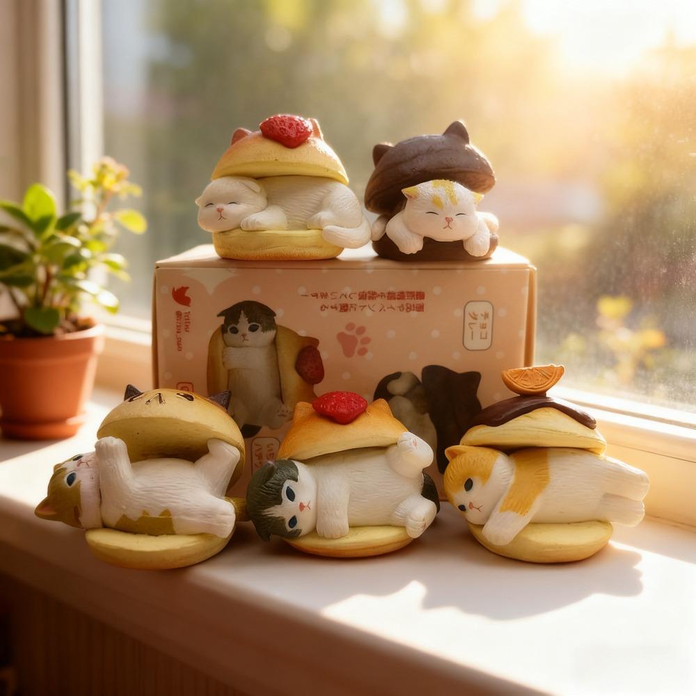 Mofusand Cat Hamburger Blind Box Car Dashboard Decor Home Desktop Ornament Kawaii Animal Collectible Figure Toy for Kids Gifts