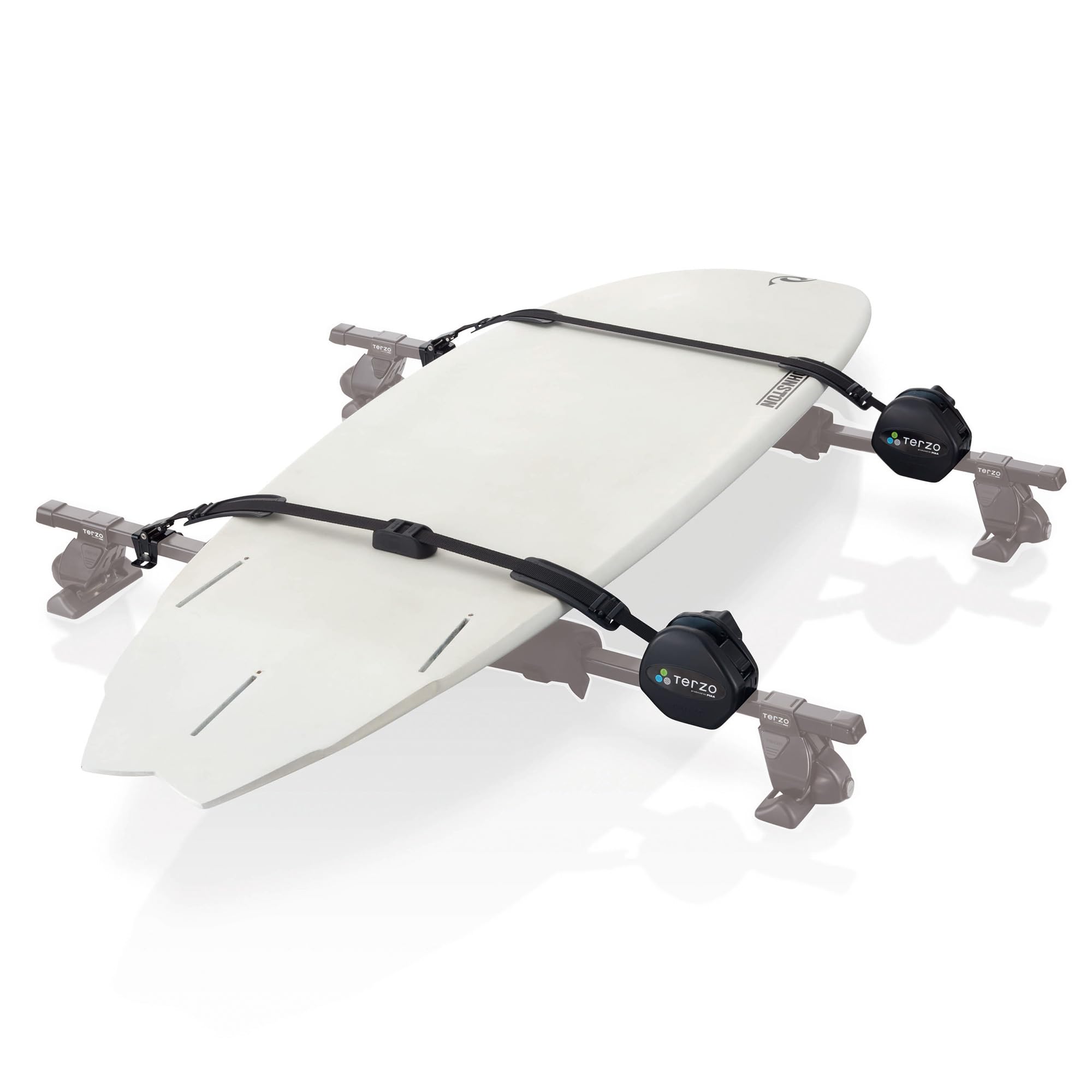 

Терцо (от ПИАА) Крепление для перевозки досок для серфинга, 2 места, квадратная перекладина, ремень для крепления при погрузке, черный, с поворотным регулятором, EM34