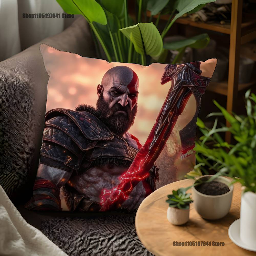Game G-God Of W-War Kratos Pillow Case For Sofa Decor Car Office Room Printing Cushion Cover Decorations And Protector