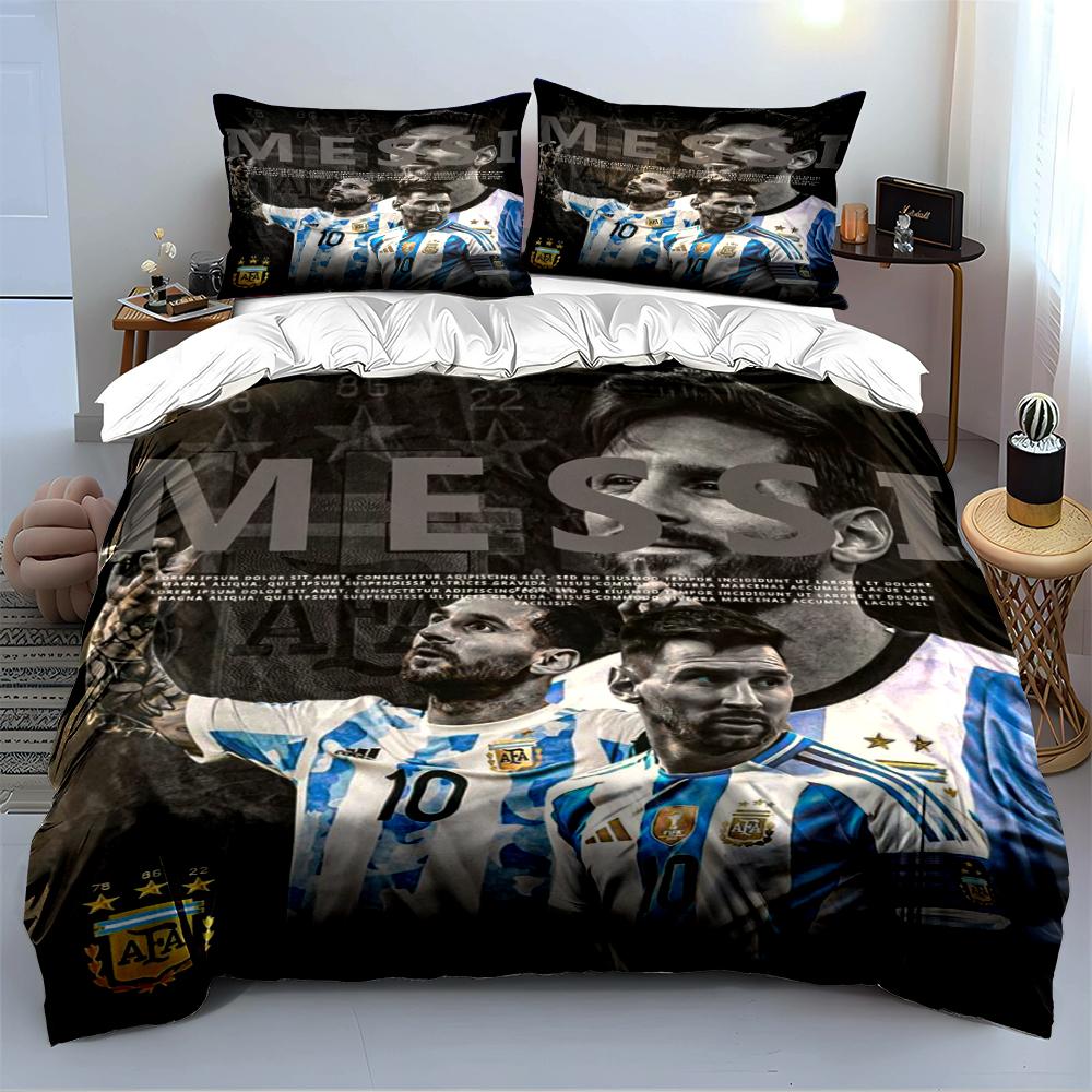 "Messi Themed Bedding Set" Bedding set (1 duvet cover, 2 pillowcases, duvet not included)