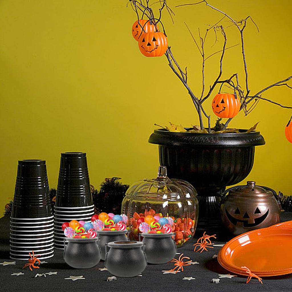 8 pcs Witch Candy Jar Plastic Halloween Cauldron Party Decoration Storage Container For Candy Snacks Props Accessory