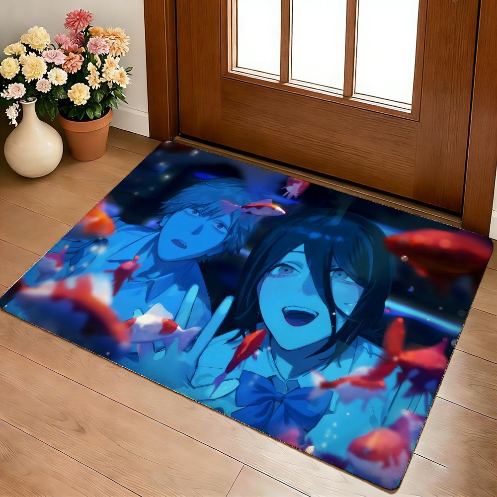 C-Chainsaw Man Fußmatte Gemütliche Flanell Weiche Dicke Rutschfeste Matte für Wohnzimmer Schlafzimmer Küche Dekor Teppiche