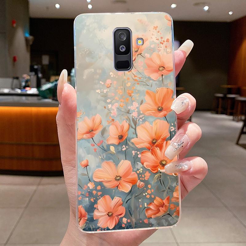 For Samsung A6+ A6 2018 SM-A605G A600F Back Cover For Samsung Galaxy A6 Plus 2018 Case Clear Fashion Butterfly Flower Phone Case