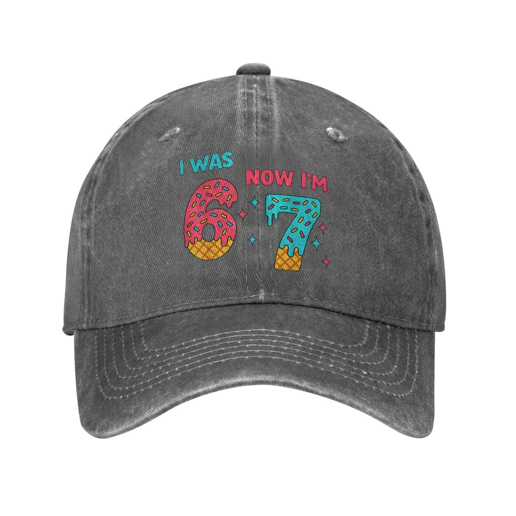 Summer 7 Year Old Birthday Shirt was 6 Now I'm 7 67 Funny Baseball Cap Sun Design Washed Trucker Hat Men Outdoor Snapback Cap