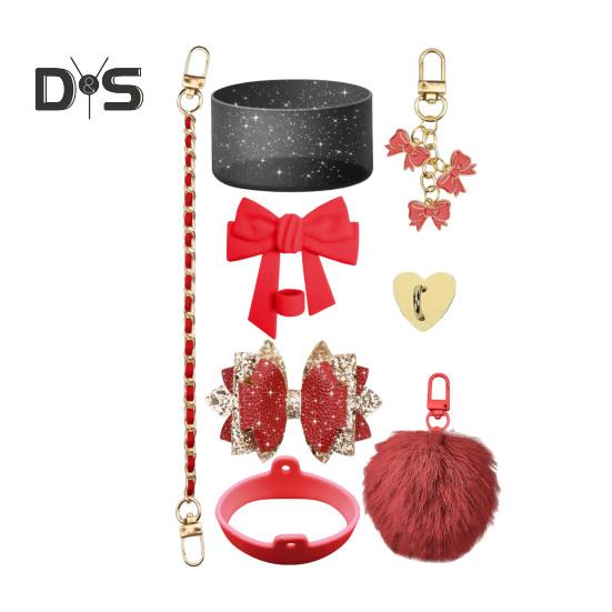 

8 шт. блестящие аксессуары для стаканов объемом 8-46 унций, силиконовые чехлы для стаканов, симпатичные банты, соломенные ручки, ремешки, подвески для бутылок с водой B