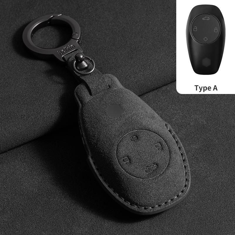 Кожаный чехол для автомобильного ключа-брелока из замши для Leapmotor T03 S01 C11 C01 Чехол-оболочка для ключа-брелока Автомобильные аксессуары