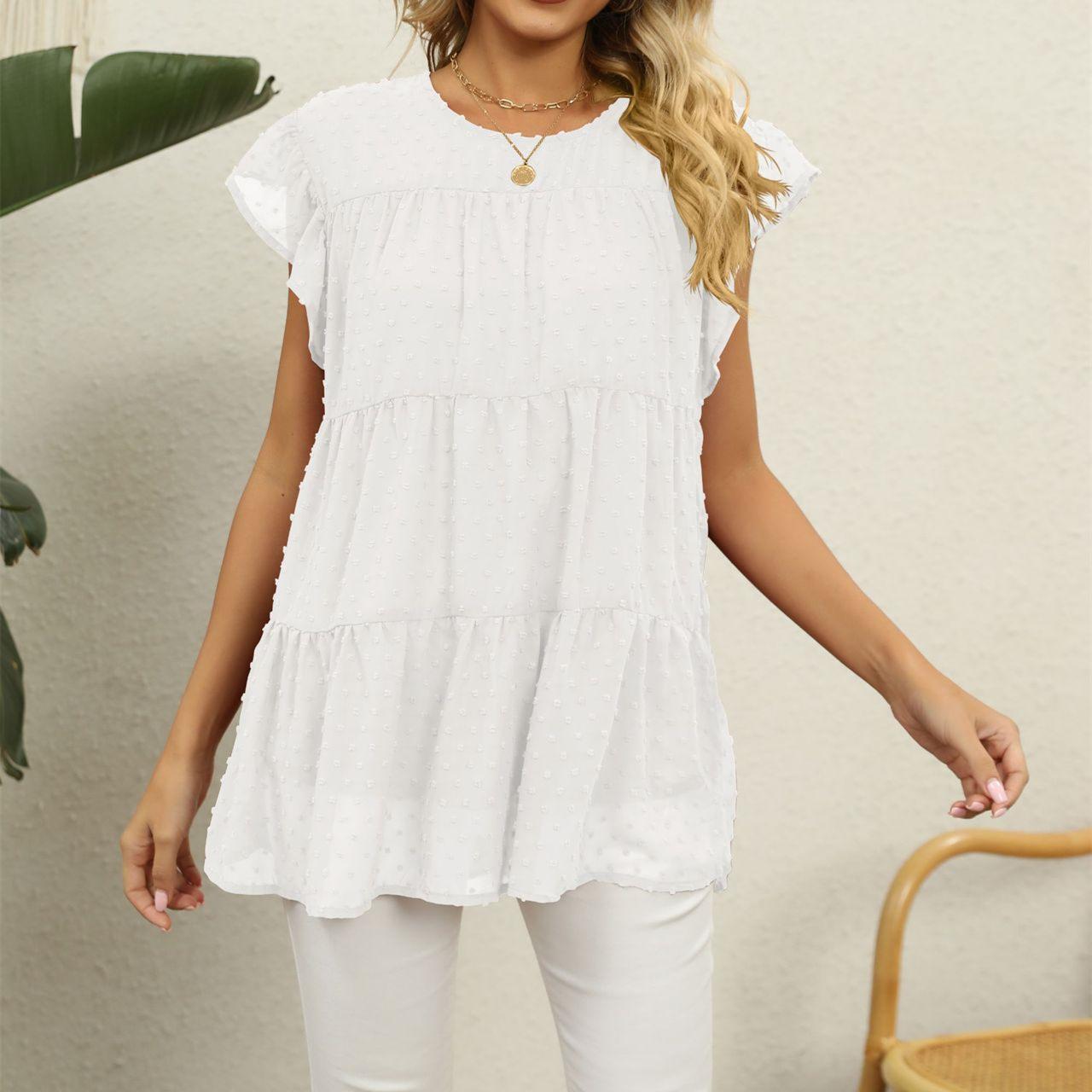 DAFIFY женские модные летние повседневные однотонные футболки и топы с короткими рукавами — фото 5