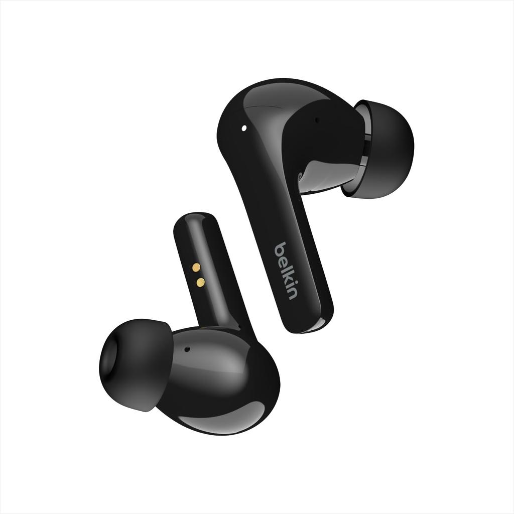 Belkin SOUNDFORM Flow True Wireless Earbuds with Bluetooth 12mm Ambient Sound Call Noise Up to 31 Hours of Music Qi Wireless Black ANC, 5.2, Drivers,