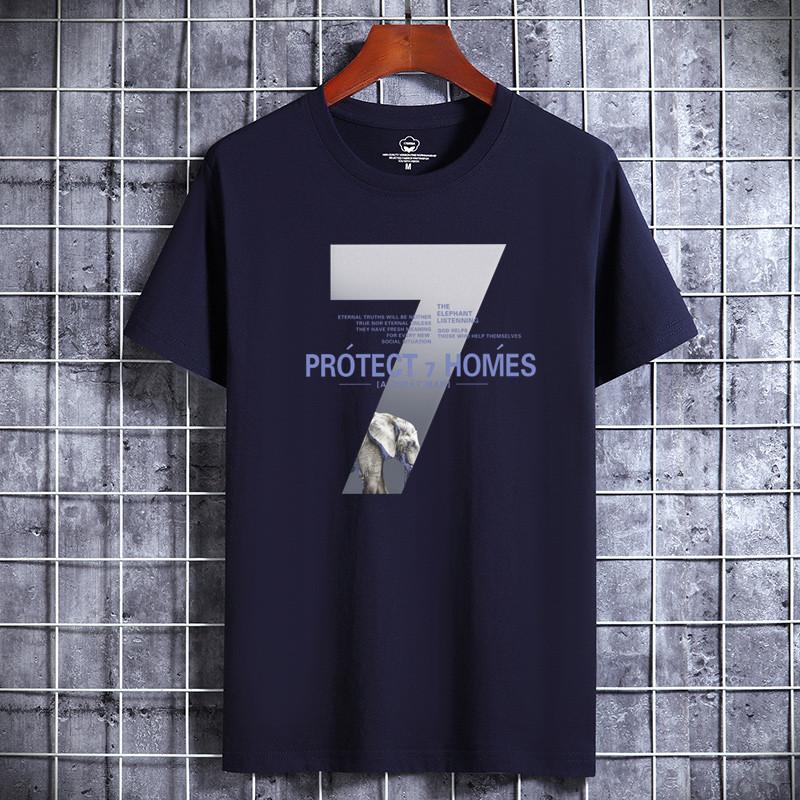 Men Short-sleeved T-shirt Cotton Summer Round Neck Shirt Korean Version of Loose Bottoming Sports T-Shirt