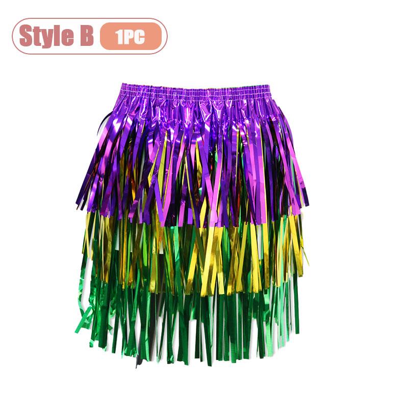 

Carnival Fringe Skirt Purple Gold Green Mardi Gras Dance Costume Belly Dance Performance Skirt with Tassels Party Accessories