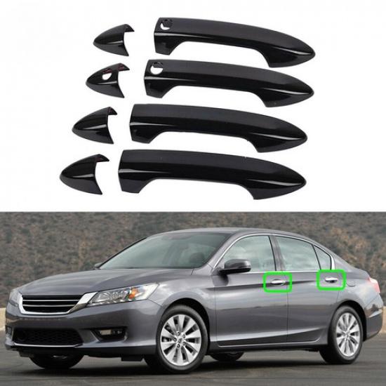 8Pcs Car Exterior Black Door Handle Cover Trim For Honda Accord 9th 2013-2017