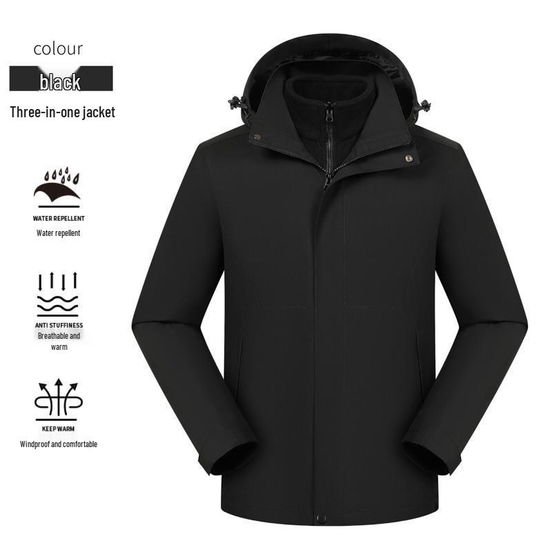 Thickened 3-in-1 Workwear Mountaineering Jacket with Custom Embroidery Logo for Winter 4S Shop Enterprise Culture.