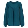 Women Autumn Solid Color Round Neck Pullover Loose Long Sleeve T Shirt Top