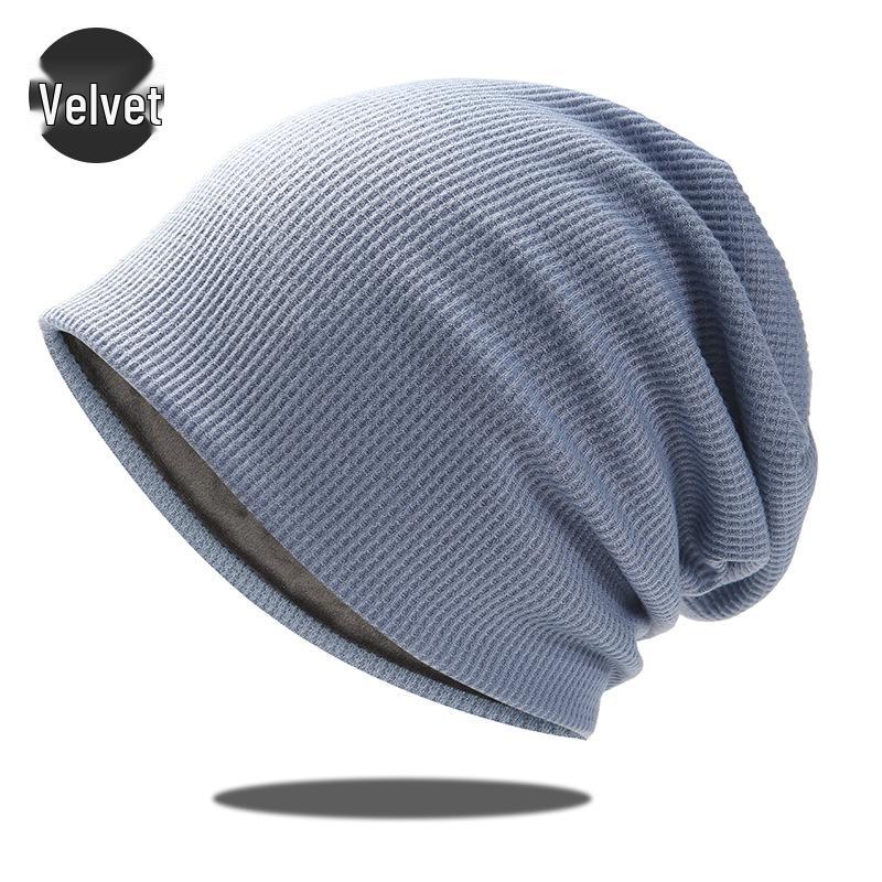 Unisex Winter Fleece-Lined Knitted Slouchy Beanie for Large Head Sizes