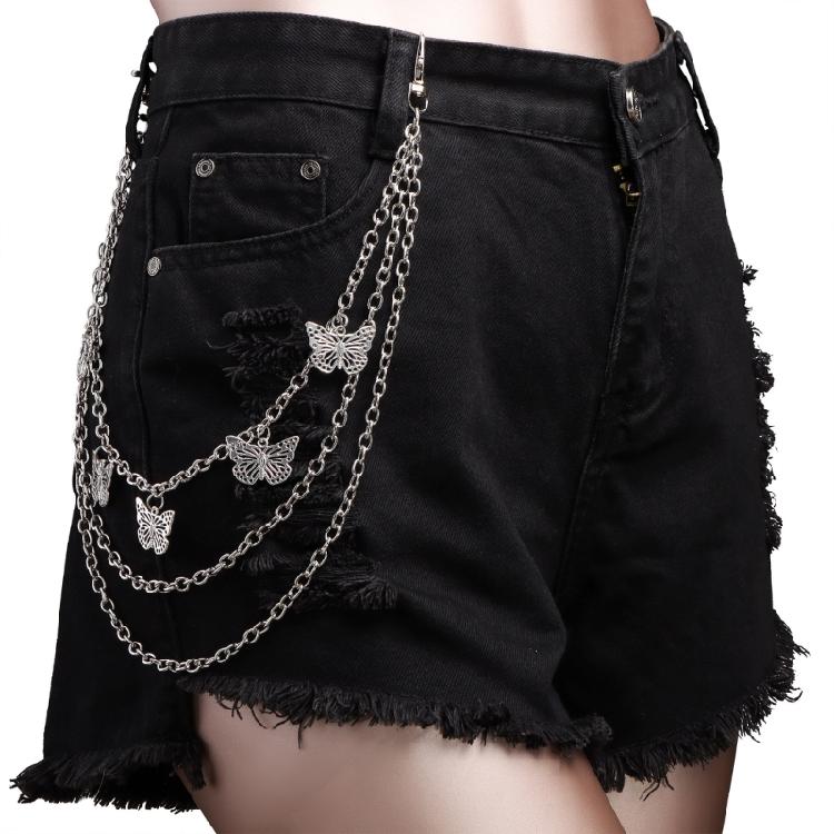 Metallic Butterfly Pants Chain for Female Decorative Waist Chain Pants Pendant Wallet Chain Decorative Chain Belt