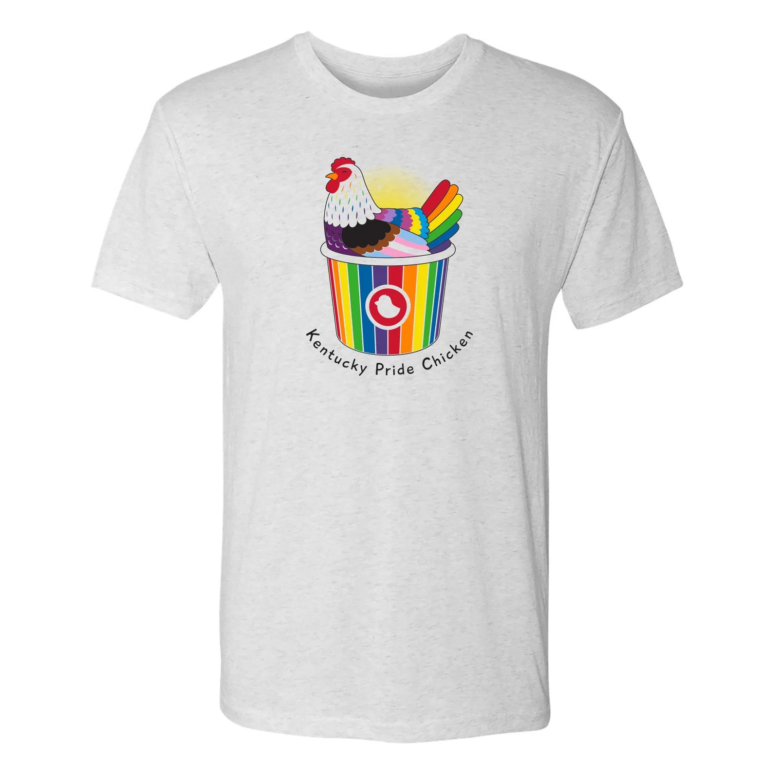 Kentucky Pride Chicken - LGBTQIA Funny Rainbow Triblend T Shirt - Heather White 4XL