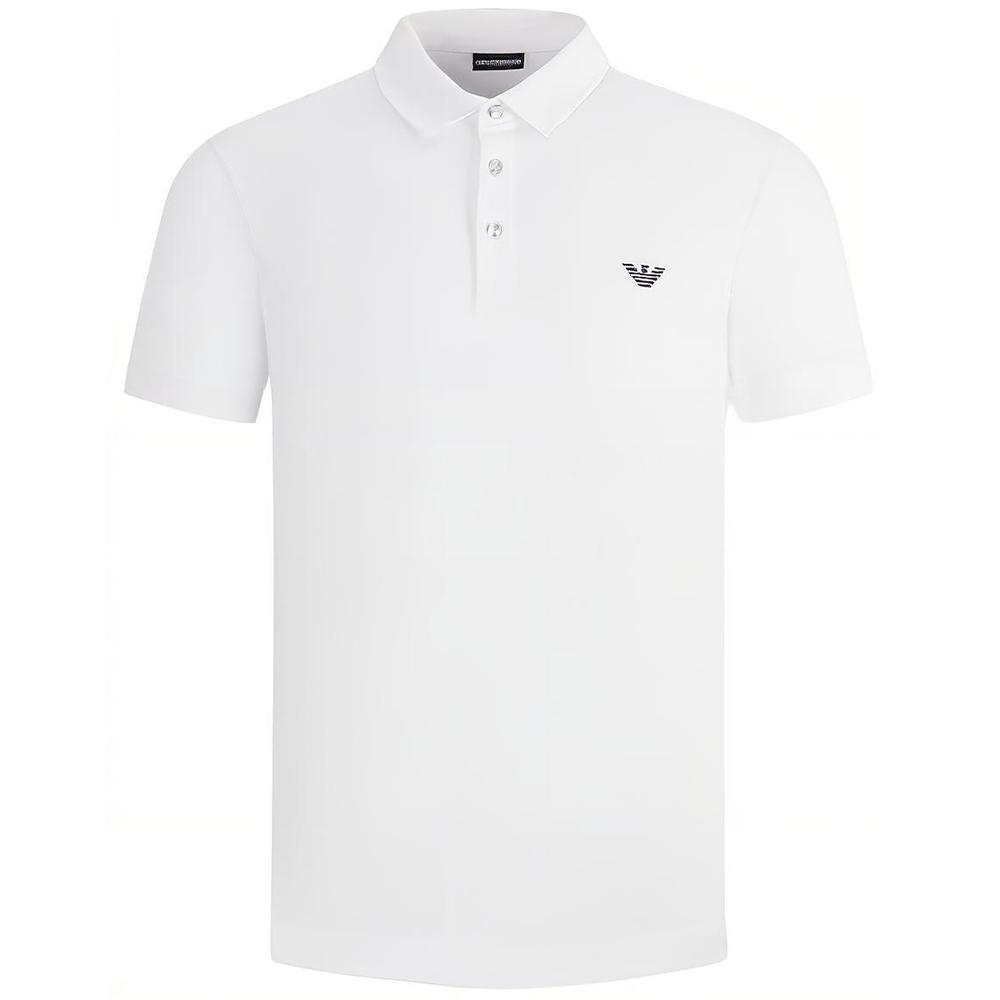 Emporio Armani EA7 SS24 Однотонная Поло с Принтом Логотипа Орла Повседневная с Коротким Рукавом Мужские поло Белый 211804-4R461-00010 XXL
