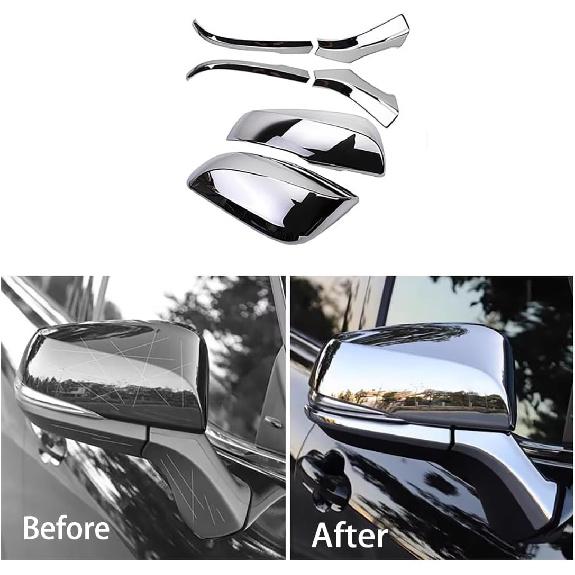 Car Accessories Exterior Rear View Mirror Side Molding Cover Trims (Chrome) Fit for Toyota RAV4 2019 2020 2021 2022 2023 ABS 6 PCS