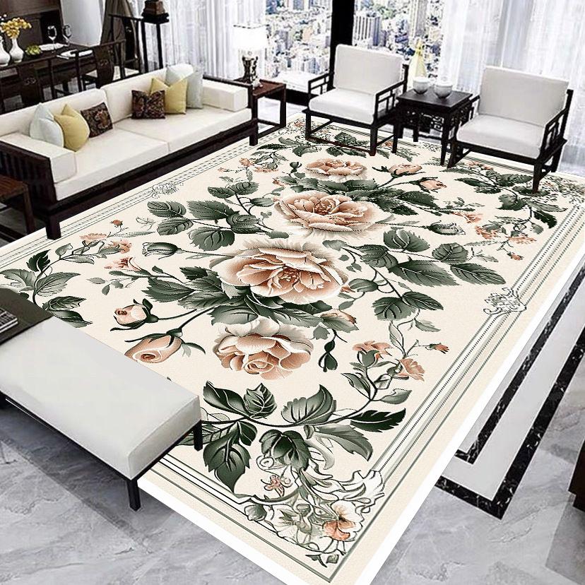 Luxury Flower Decoration Carpets Living Room European Style Rugs Home Hall Soft Floor Mat Room Decor Doorway Hallway Carpet