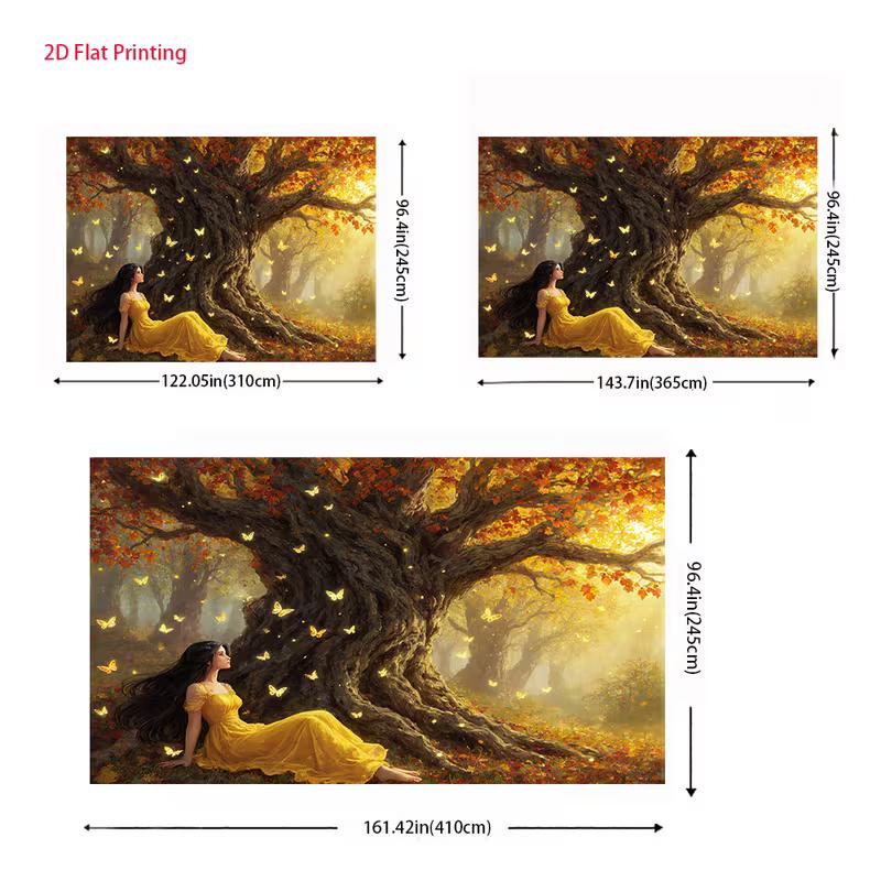Enchanted Forest Tapestry, Autumn Fairy Background Cloth, Home Deco