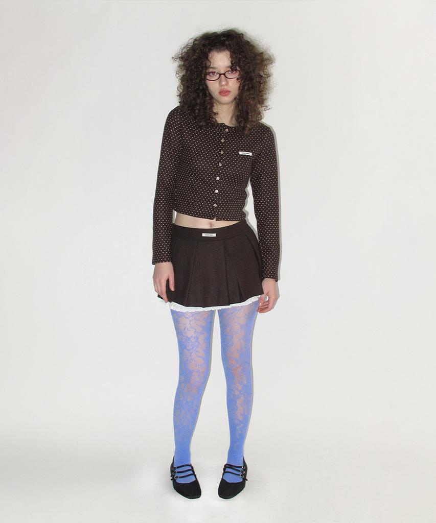 Crank Lace Layered Pleated Skirt_Brown
